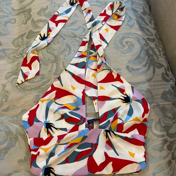 Abstract Print Halter Top | Multi Color Top | Savvy Kay Boutique Top - Picture 3 of 4